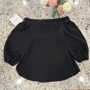 Tibi Crepe Off the Shoulder Black Top